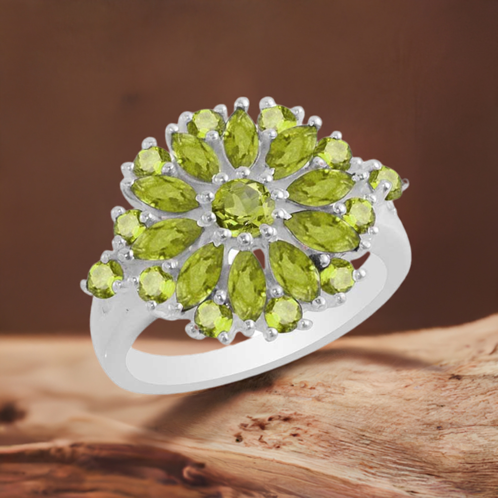 Fine 925 Sterling Silver Rings In Genuine Peridot Gemstone 925SR1763