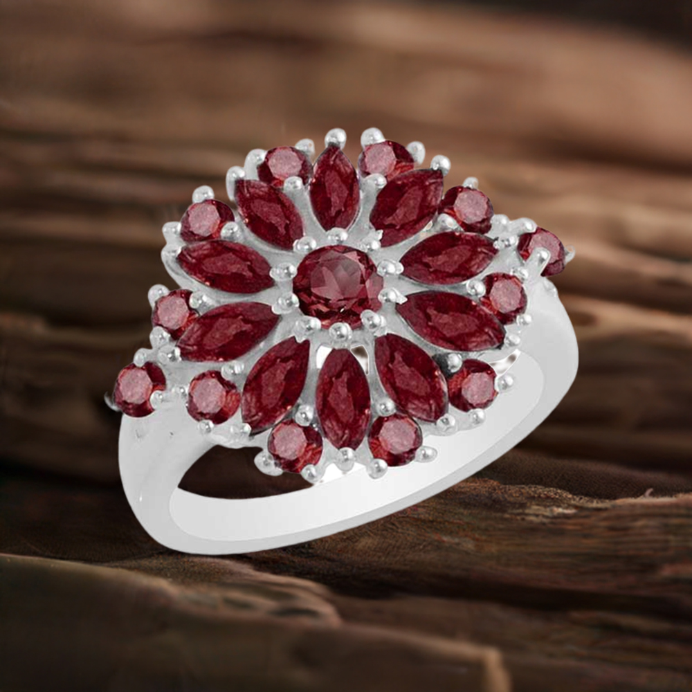 Natural Garnet Gemstone Rings In 925 Sterling Silver 925SR1764