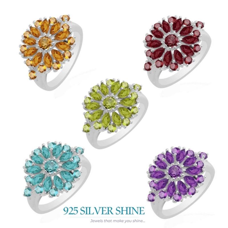 Semi Precious Citrine Gemstone Rings In 925 Sterling Silver 925SR1765_2