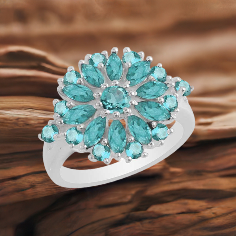 Genuine Blue Topaz Gemstone Rings In 925 Sterling Silver 925SR1766