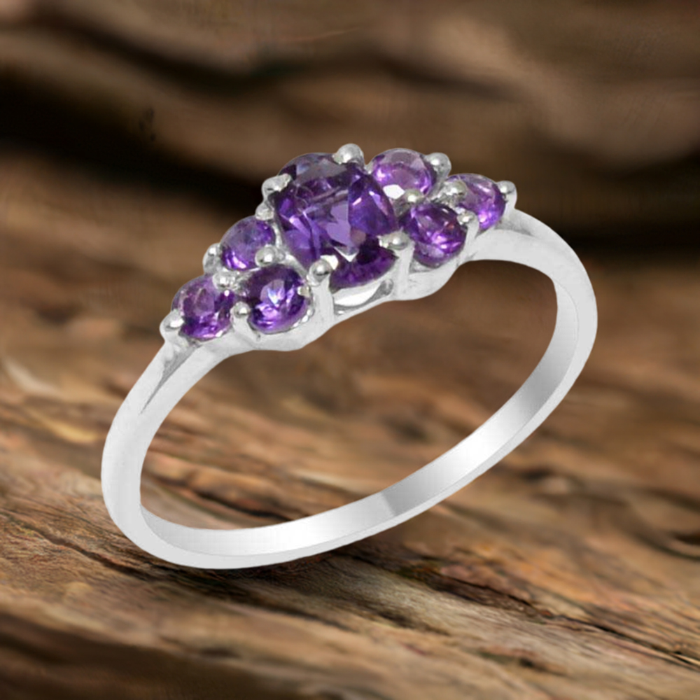 Natural Amethyst Gemstone Rings In Solid 925 Silver 925SR1767