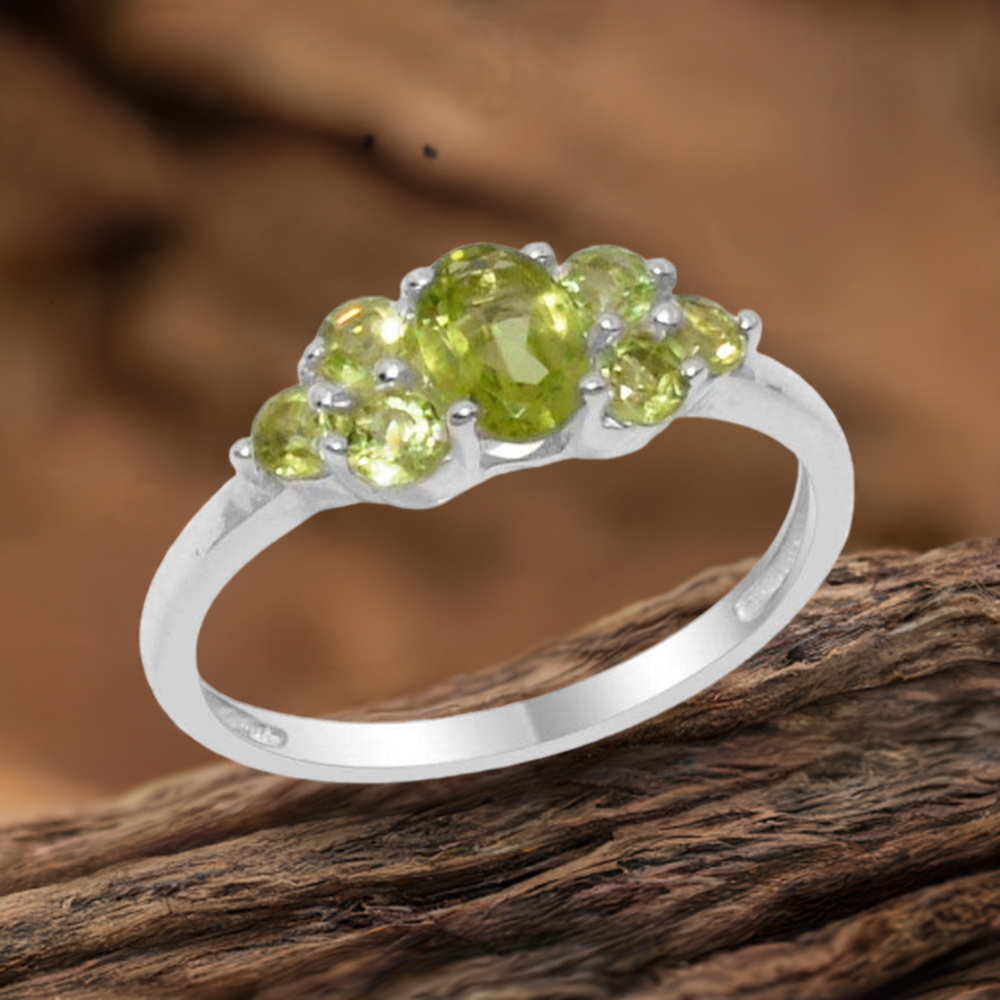 Semi Precious Peridot Gemstone Rings In Solid 925 Silver 925SR1768