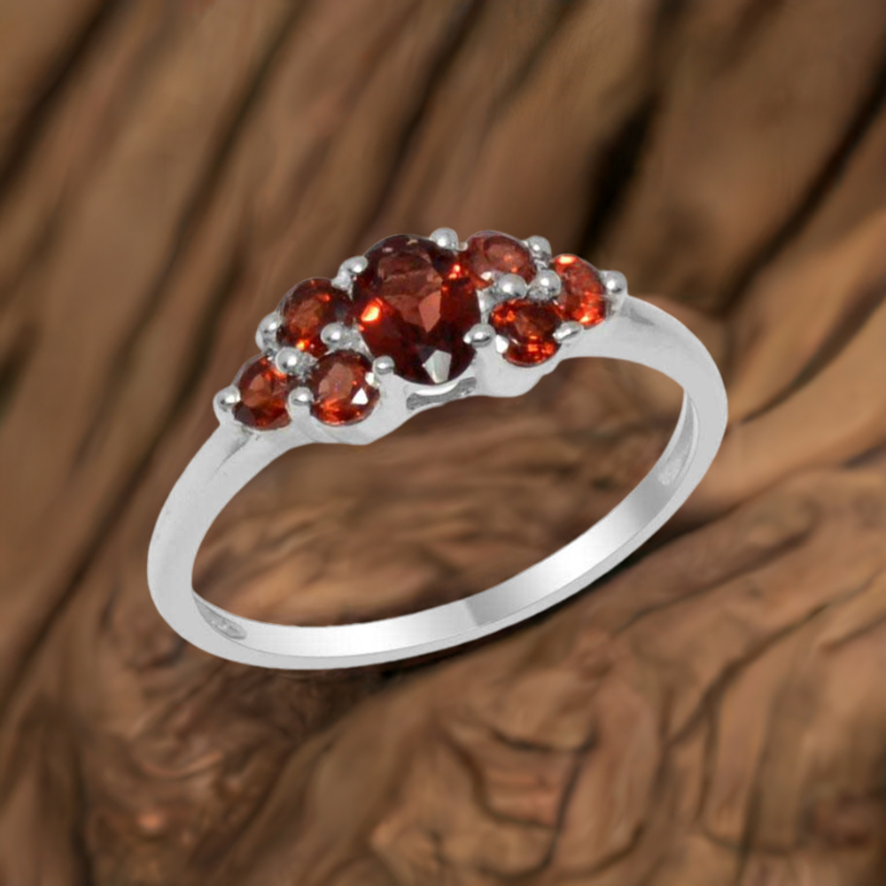 Genuine Garnet Gemstone Rings In Solid 925 Silver 925SR1769