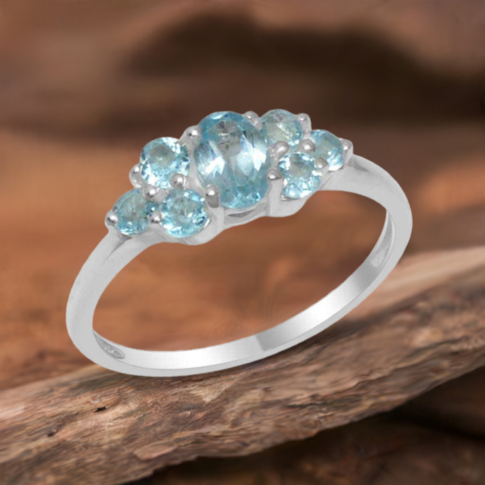 Semi Precious Blue Topaz Gemstone Rings In Fine 925 Sterling Silver 925SR1771
