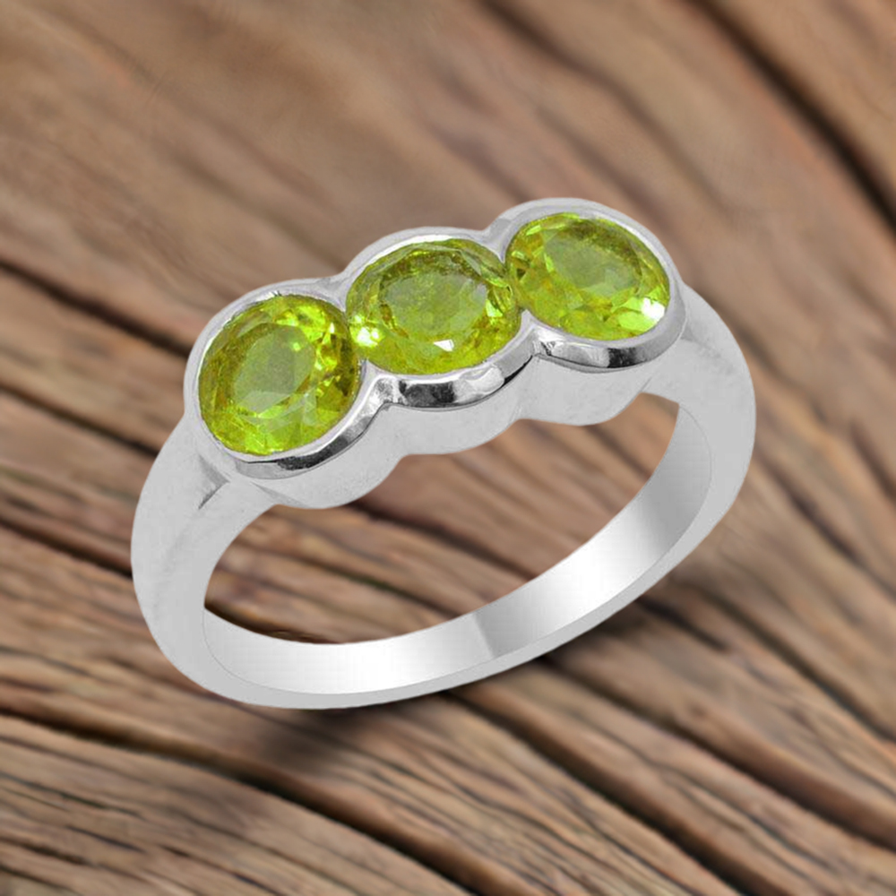 925 Sterling Silver Rings In Genuine Peridot Gemstone 925SR1778
