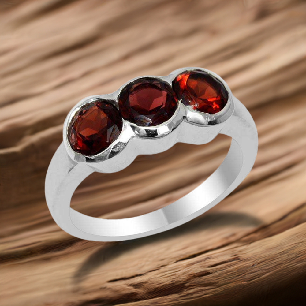 925 Sterling Silver Rings In Natural Garnet Gemstone 925SR1779