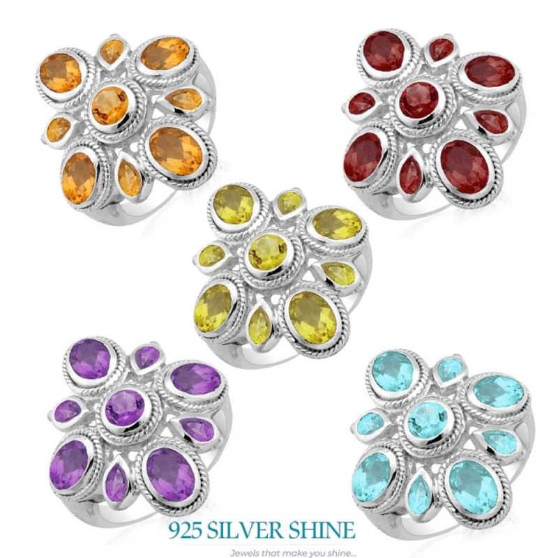 925 Sterling Silver Rings In Semi Precious Lemon Quartz Gemstone 925SR1783_1