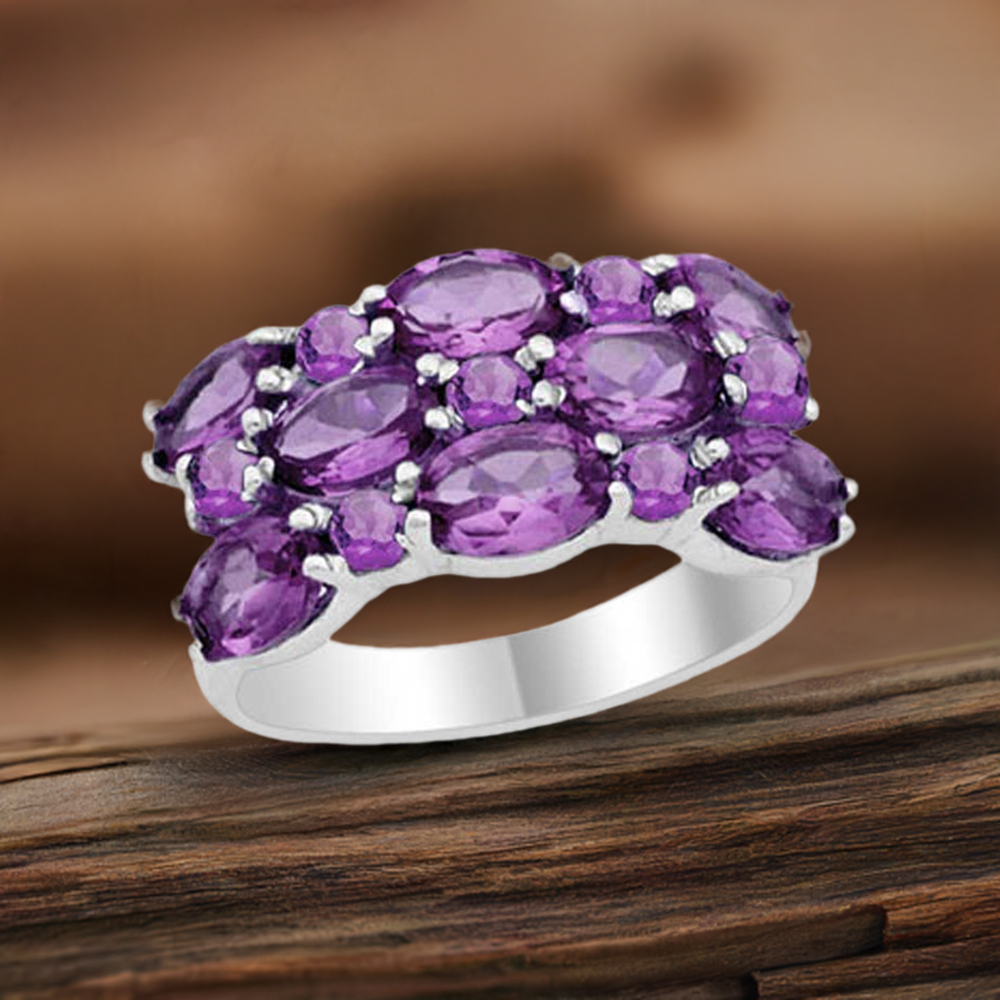 925 Sterling Silver Rings In Genuine Amethyst Gemstone 925SR1787