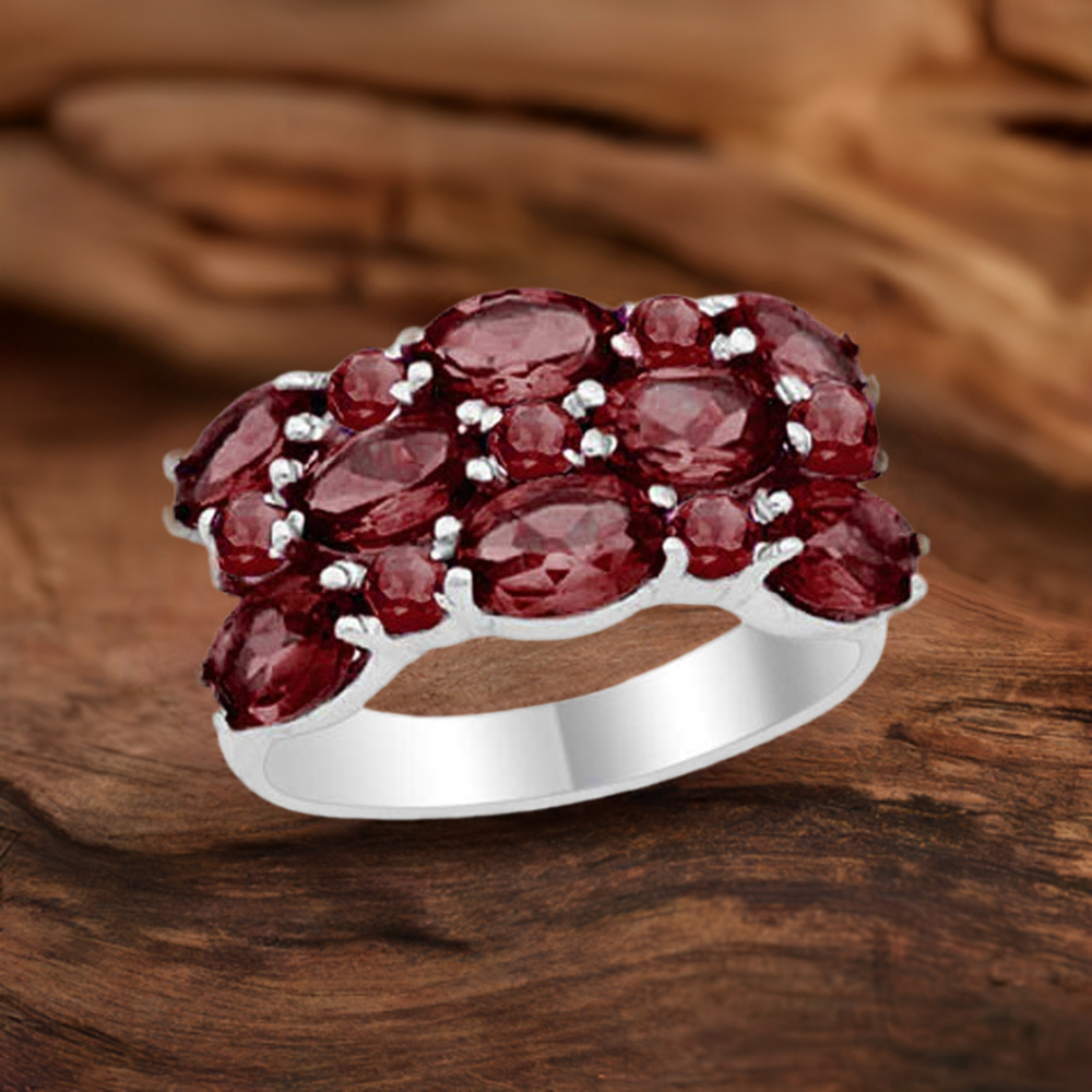 Semi Precious Garnet Gemstone Rings In 925 Sterling Silver Jewelry 925SR1789