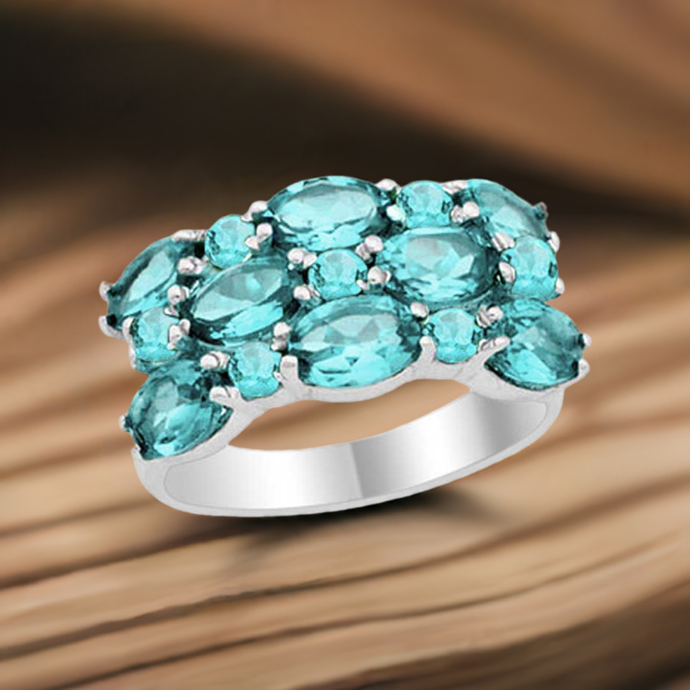 Natural Blue Topaz Gemstone Rings In 925 Sterling Silver Jewelry 925SR1791