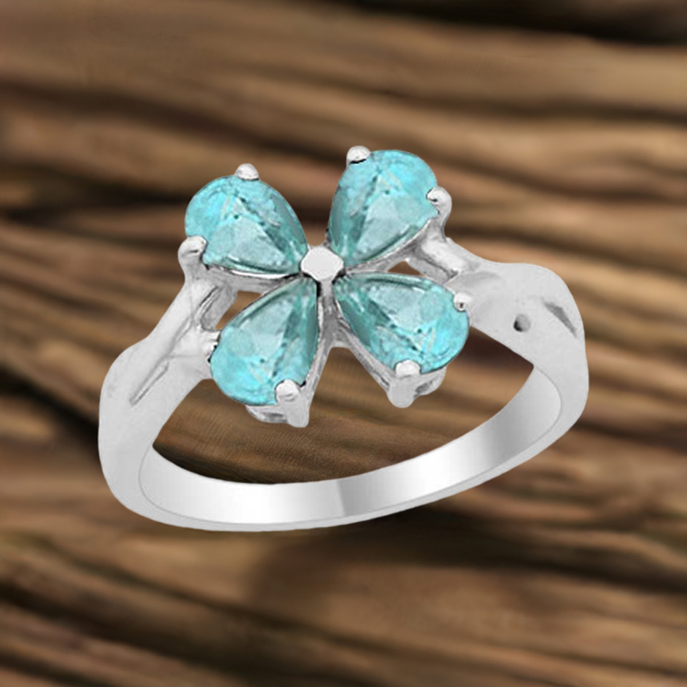 Genuine Blue Topaz Gemstone Rings In 925 Sterling Silver Jewelry 925SR1796