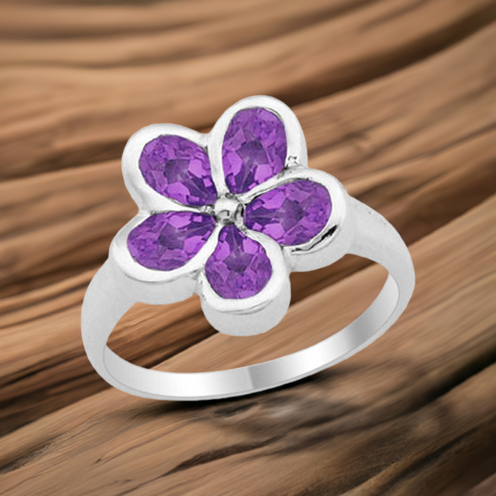 Natural Amethyst Gemstone Rings In 925 Sterling Silver Jewelry 925SR1797