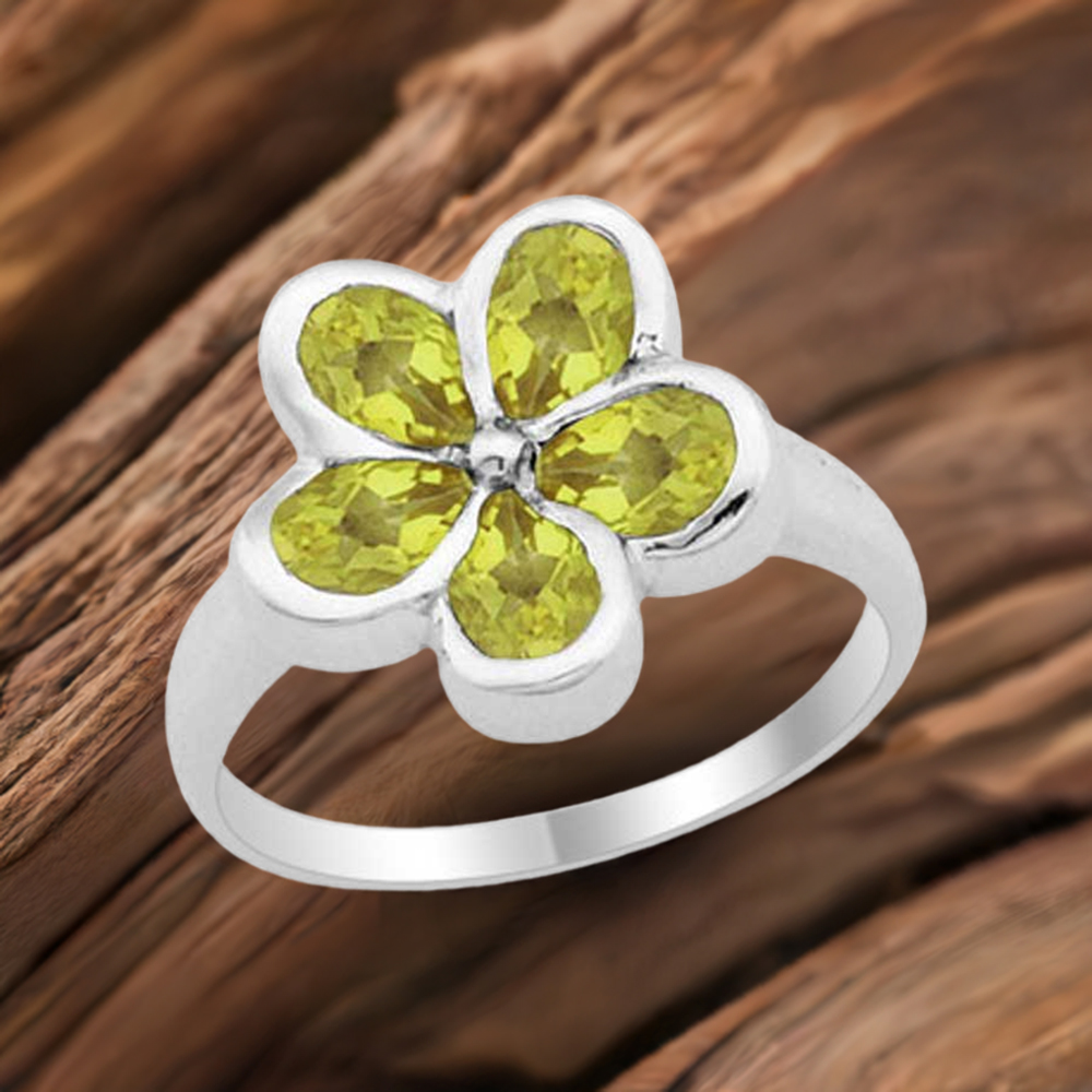 Semi Precious Peridot Gemstone Rings In 925 Sterling Silver Jewelry 925SR1798
