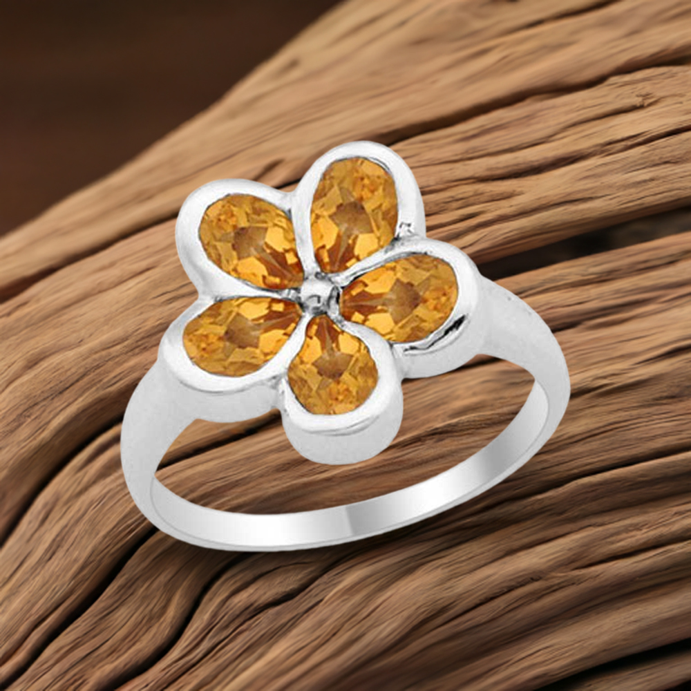 Genuine Citrine Gemstone Rings In 925 Sterling Silver Jewelry 925SR1799