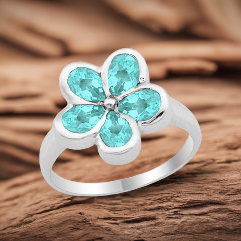 925 Sterling Silver Rings In Blue Topaz Gemstone Jewelry 925SR1801