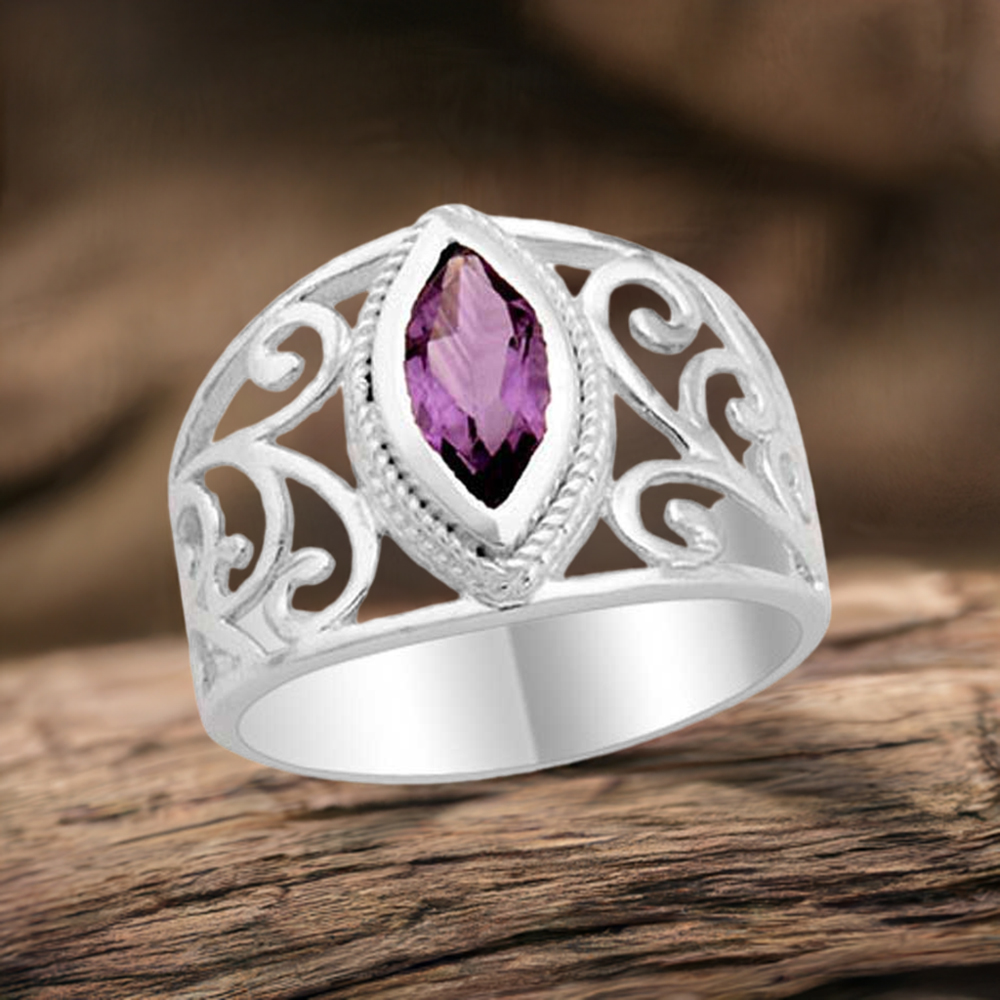 925 Sterling Silver Rings In Amethyst Gemstone Jewelry 925SR1802