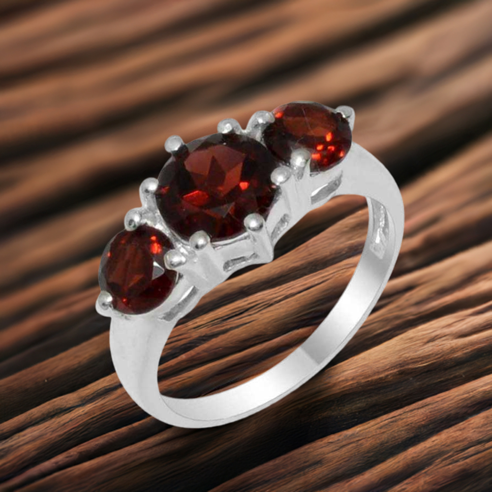 925 Sterling Silver Rings In Garnet Gemstone Jewelry 925SR1809