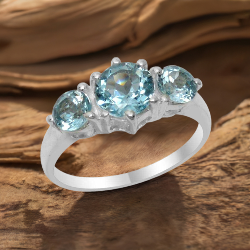 925 Sterling Silver Rings In Blue Topaz Gemstone Jewelry 925SR1811