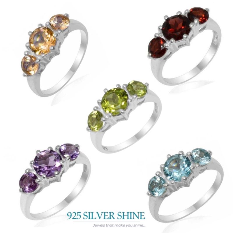 925 Sterling Silver Rings In Blue Topaz Gemstone Jewelry 925SR1811_2