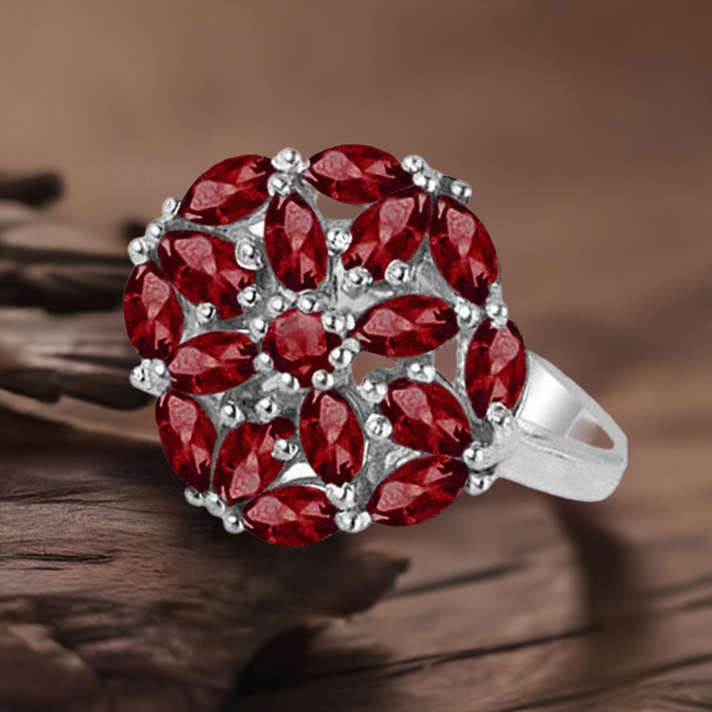 925 Sterling Silver Handmade Rings In Garnet Gemstone Jewelry 925SR1814