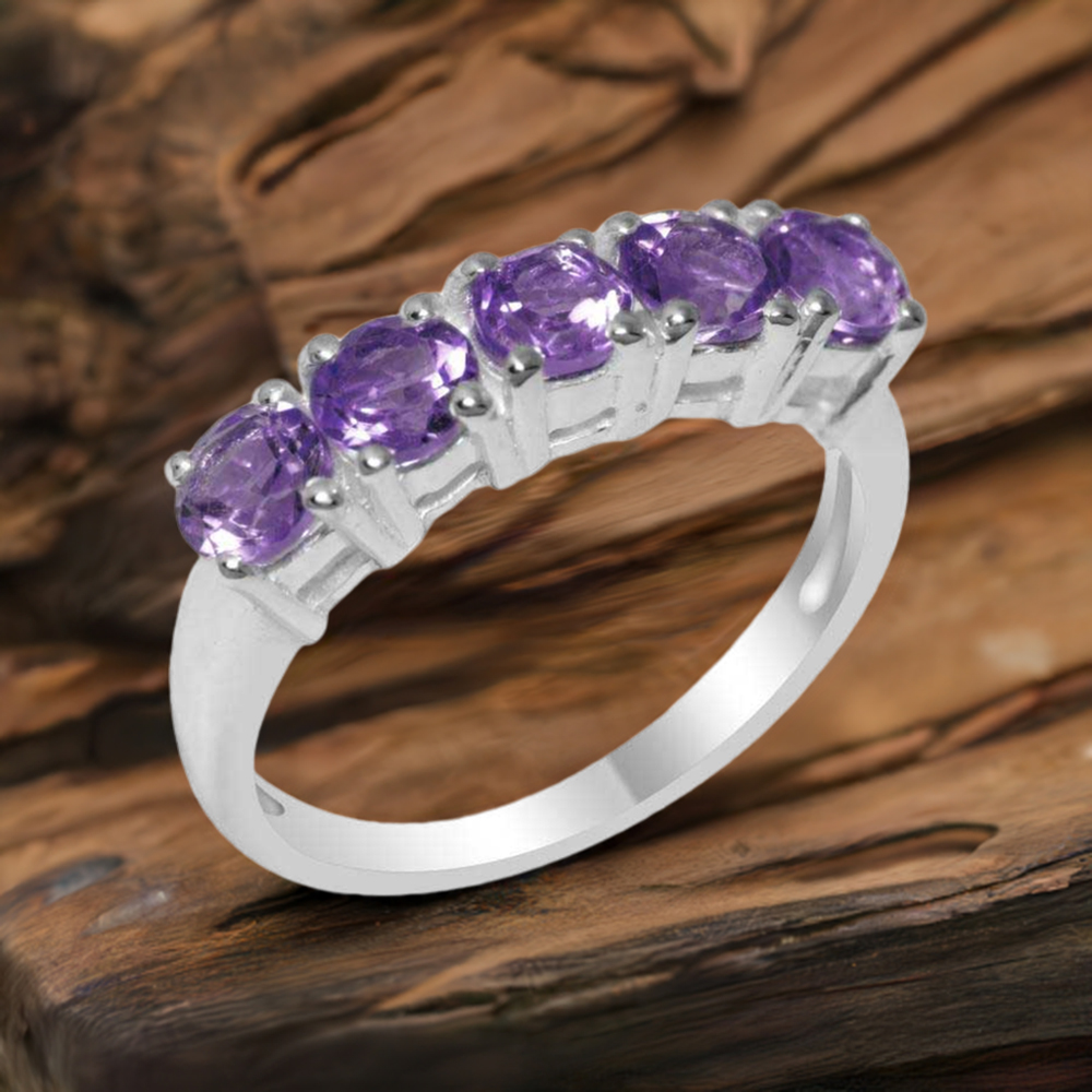 925 Sterling Silver Rings In Natural Amethyst Gemstone 925SR1822