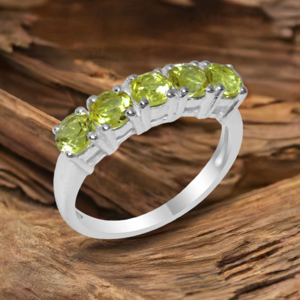 925 Sterling Silver Rings In Semi Precious Peridot Gemstone 925SR1823