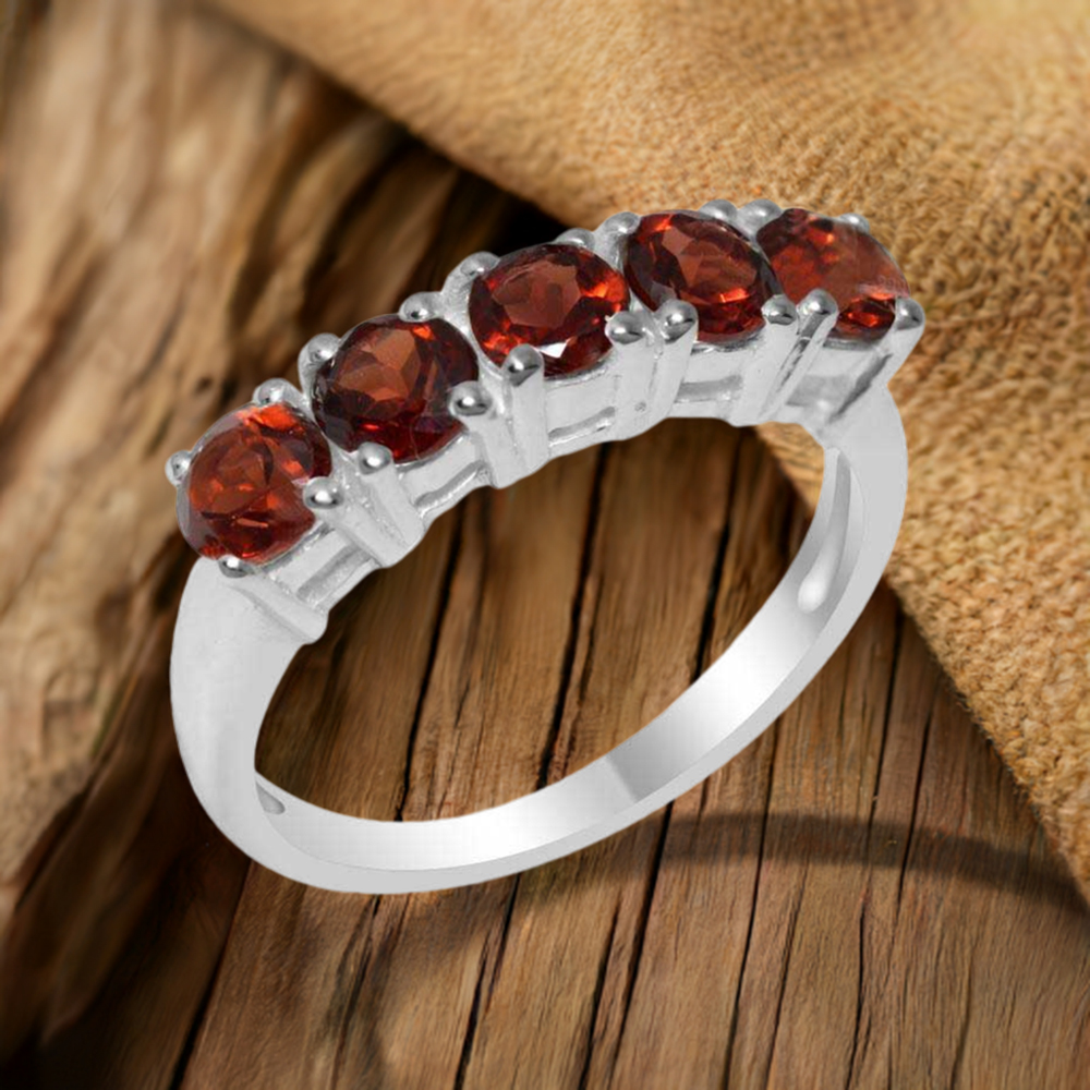 925 Sterling Silver Rings In Genuine Garnet Gemstone 925SR1824