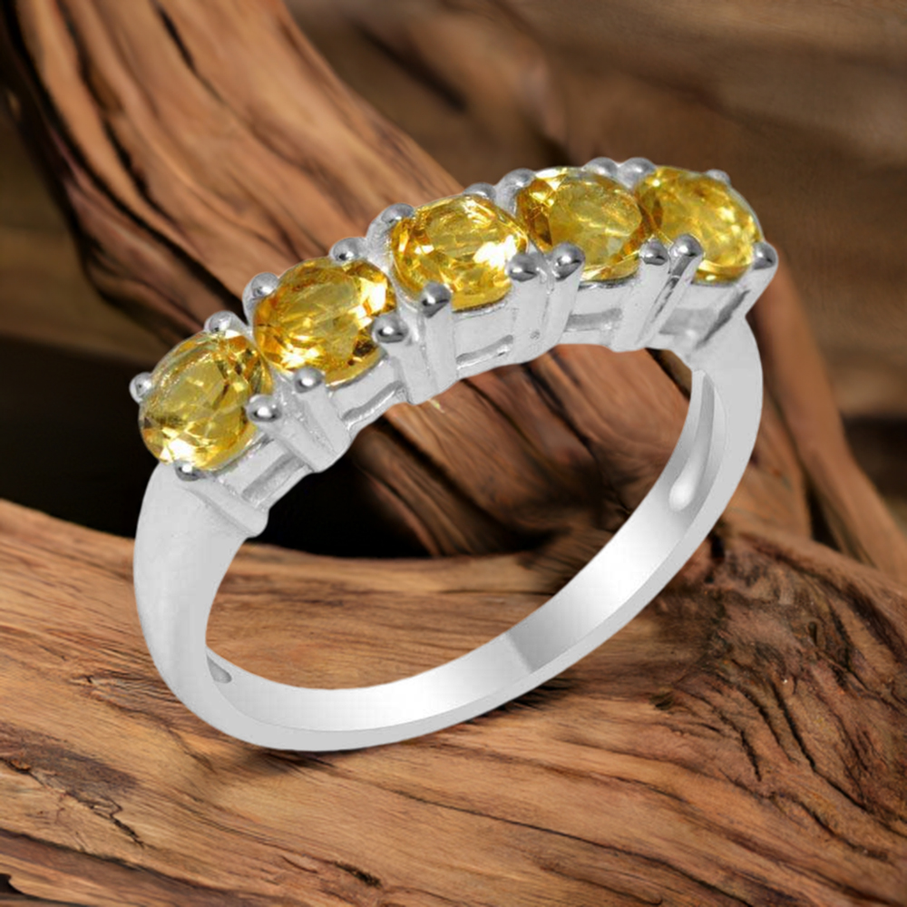 Solid 925 Silver Rings In Natural Citrine Gemstone 925SR1825