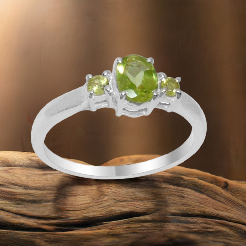 Fine 925 Sterling Silver Rings In Natural Peridot Gemstone 925SR1828