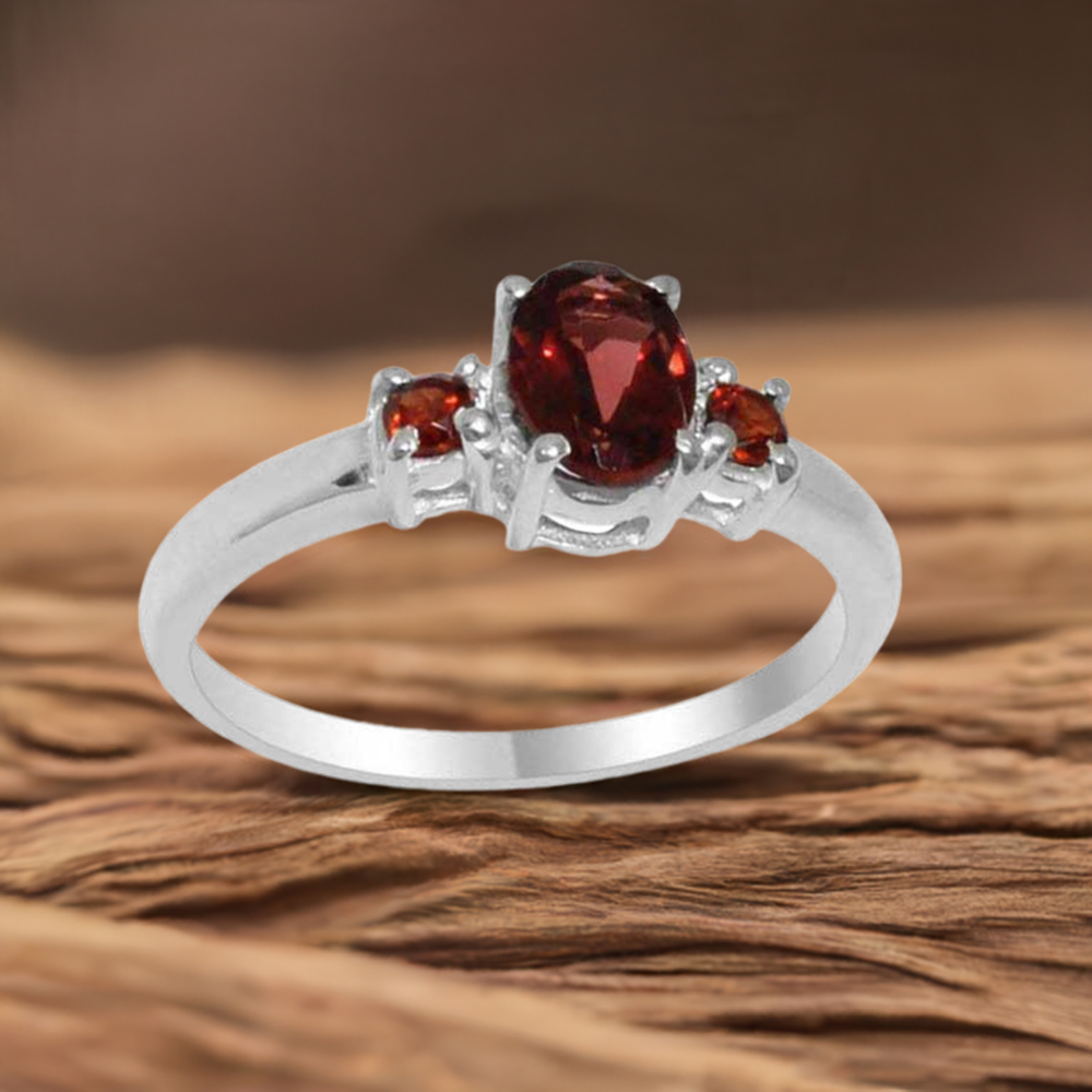 Fine 925 Sterling Silver Rings In Semi Precious Garnet Gemstone 925SR1829