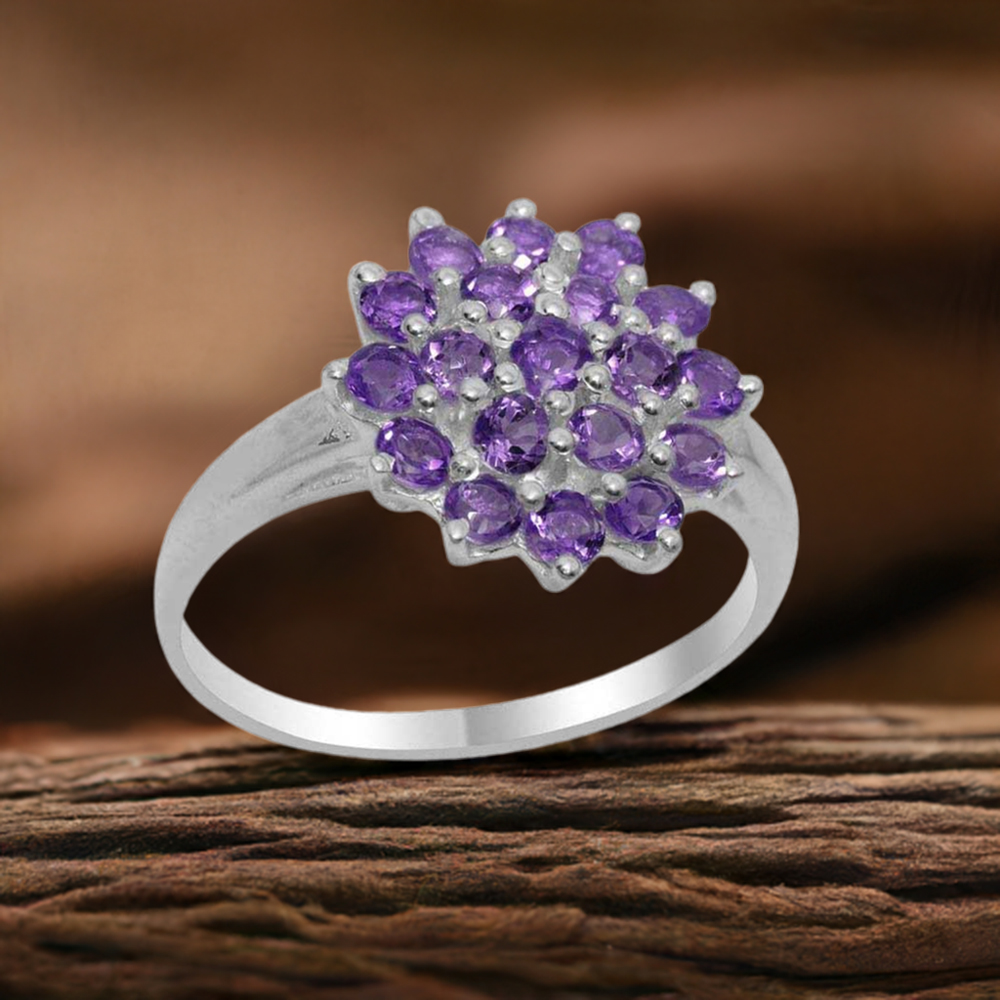 Natural Amethyst Gemstone Rings In Fine 925 Sterling Silver 925SR1837