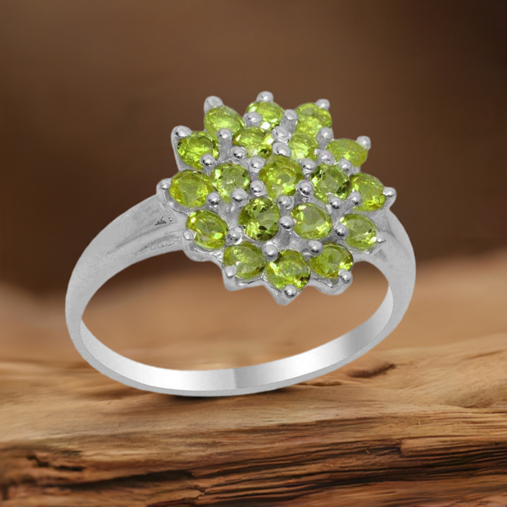 Semi Precious Peridot Gemstone Rings In Fine 925 Sterling Silver 925SR1838