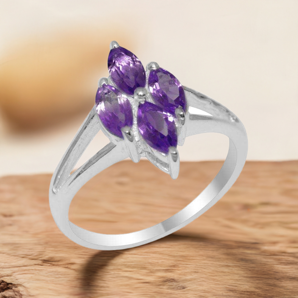 925 Sterling Silver Rings In Genuine Amethyst Gemstone 925SR1842