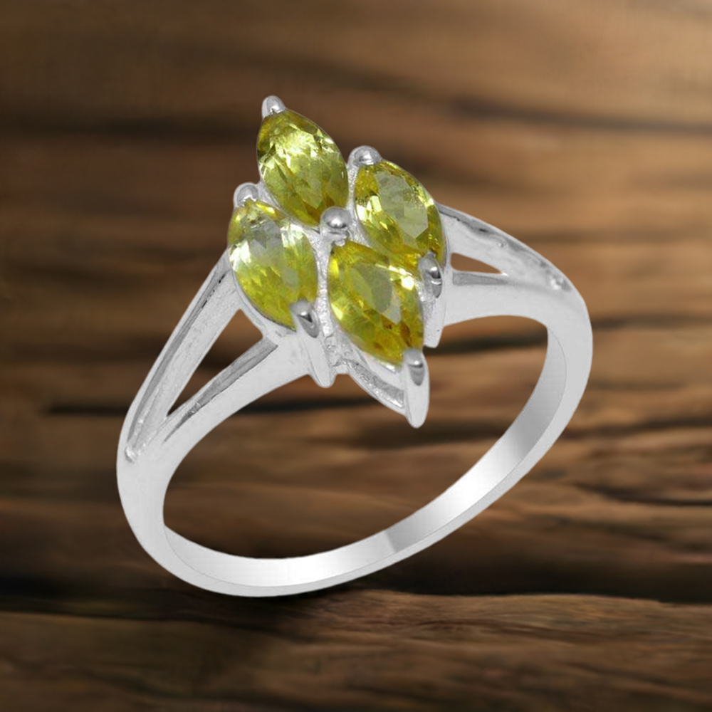 925 Sterling Silver Rings In Natural Peridot Gemstone 925SR1843