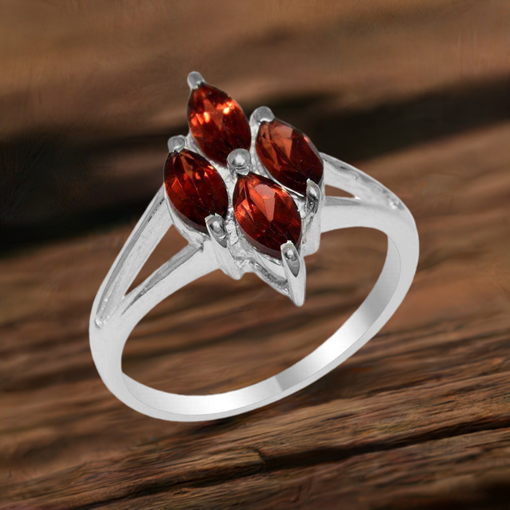 925 Sterling Silver Rings In Semi Precious Garnet Gemstone 925SR1844