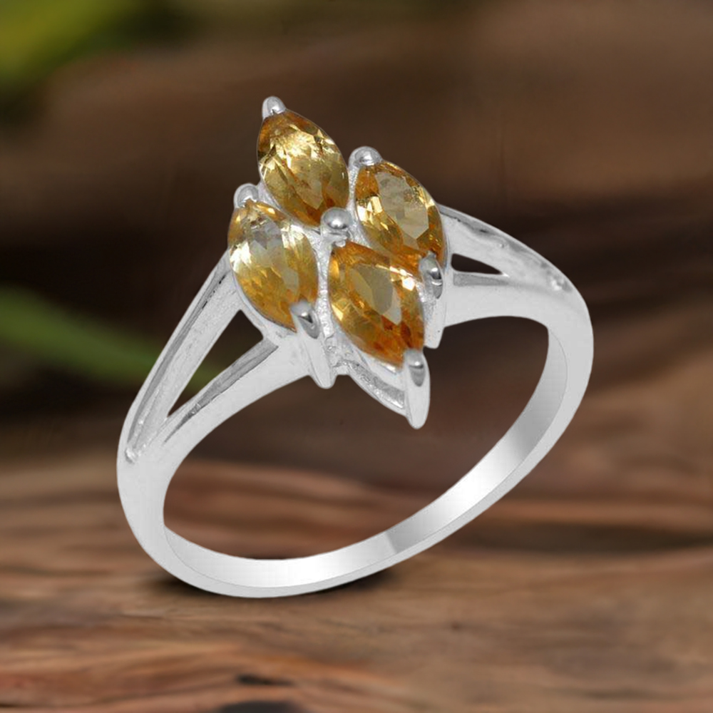 925 Sterling Silver Rings In Genuine Citrine Gemstone 925SR1845