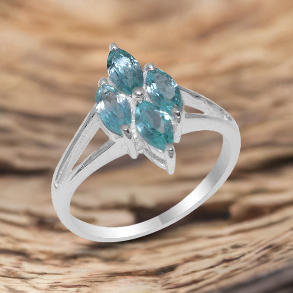 925 Sterling Silver Rings In Natural Blue Topaz Gemstone 925SR1846