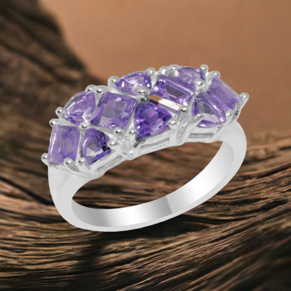 925 Sterling Silver Rings In Natural Amethyst Gemstone 925SR1852