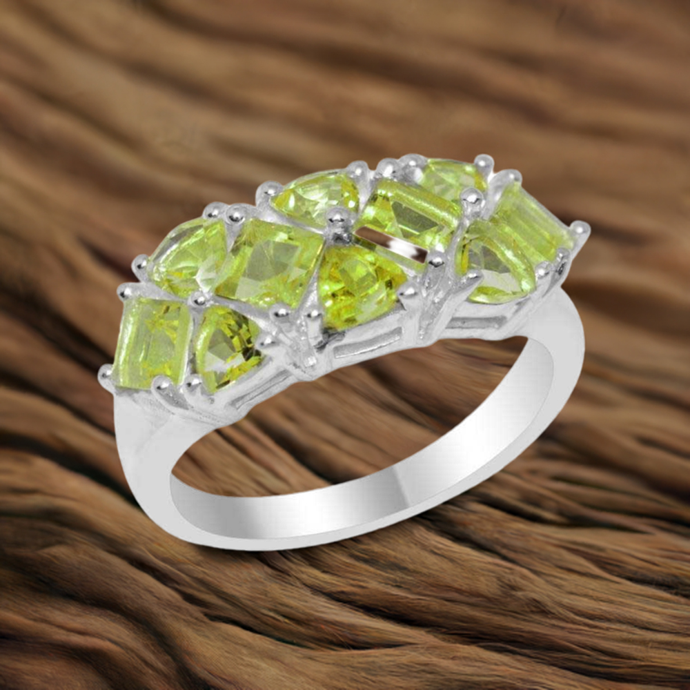 925 Sterling Silver Rings In Semi Precious Peridot Gemstone 925SR1853