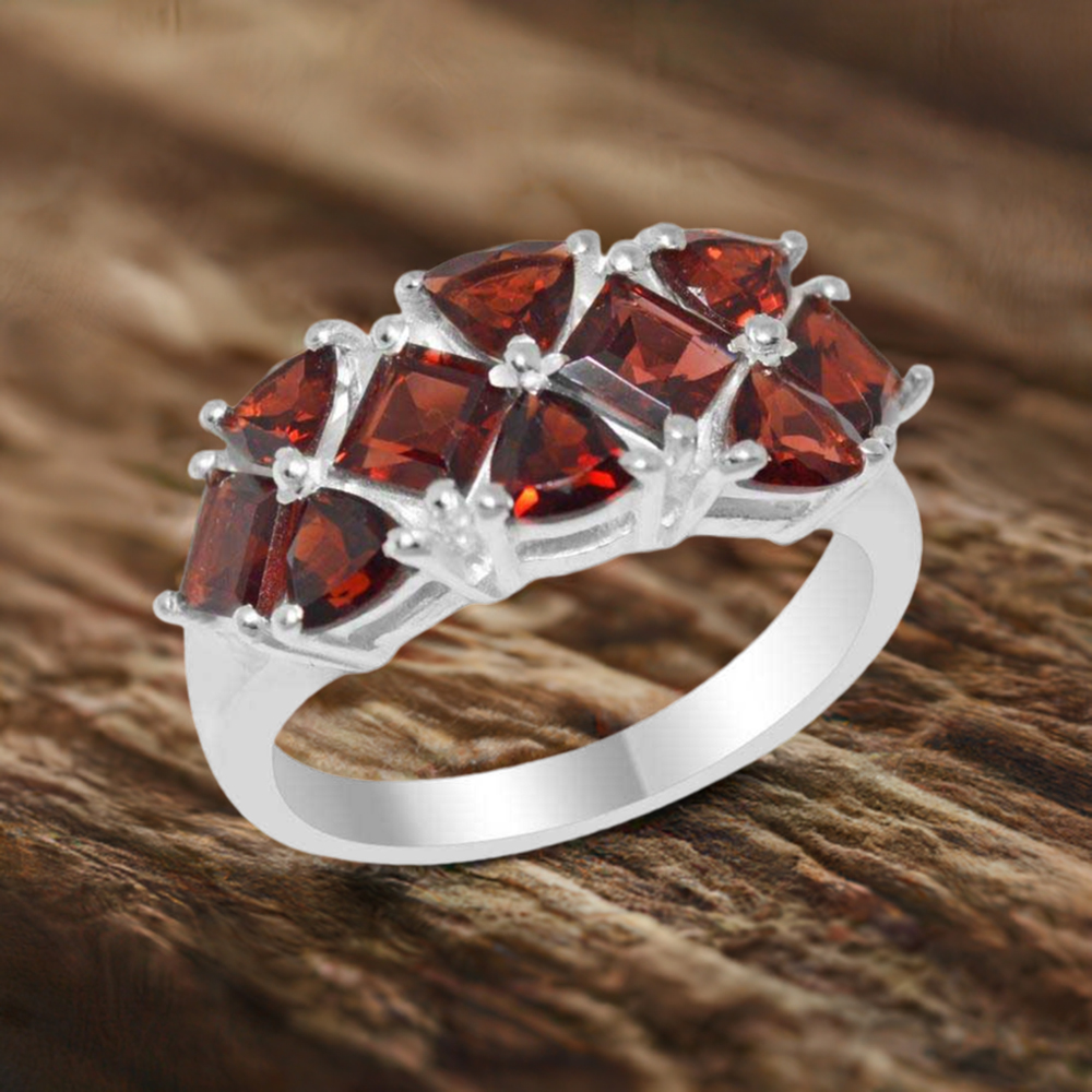 925 Sterling Silver Rings In Genuine Garnet Gemstone 925SR1854