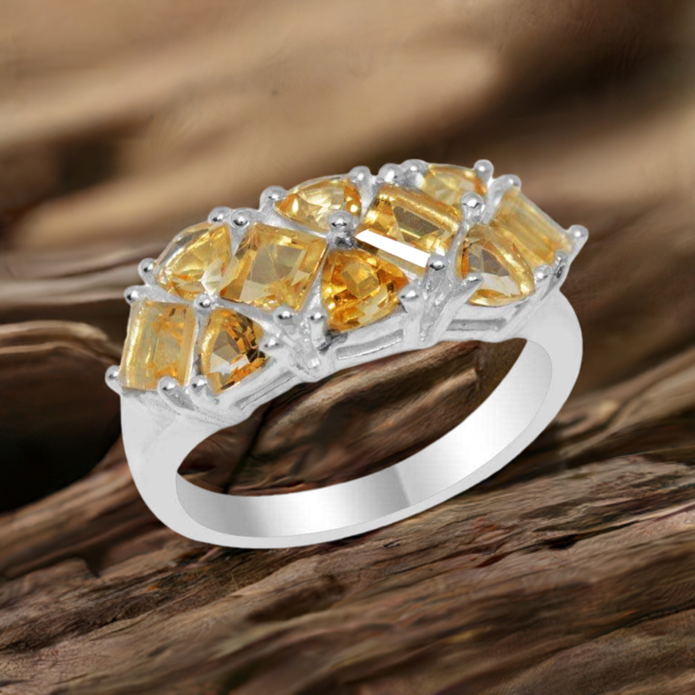 Natural Citrine Gemstone Rings In 925 Sterling Silver Jewelry 925SR1855