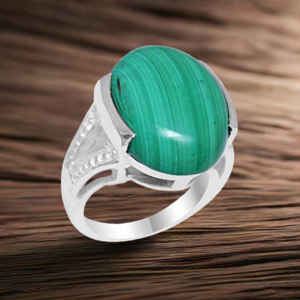 Genuine Malachite Gemstone Rings In 925 Sterling Silver Jewelry 925SR1857