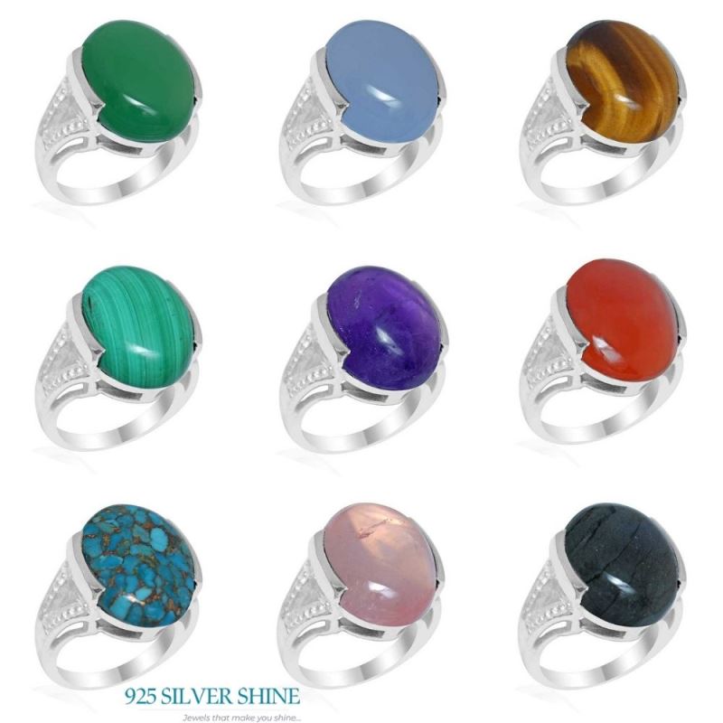 Semi Precious Chalcedony Gemstone Rings In 925 Sterling Silver Jewelry 925SR1859_2