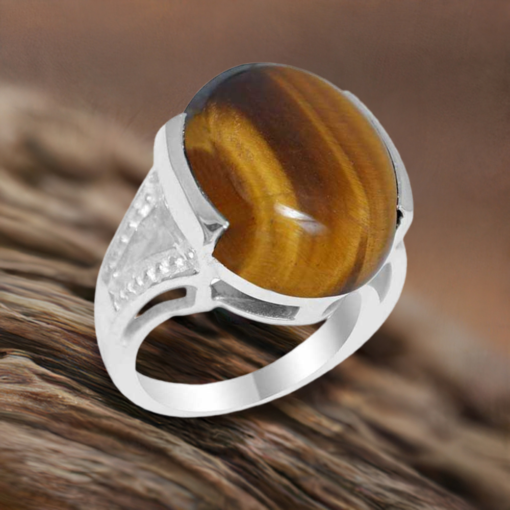Semi Precious Tiger's Eye Gemstone Rings In 925 Sterling Silver Jewelry 925SR1862