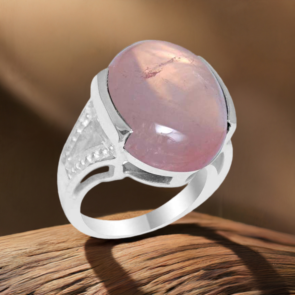 Semi Precious Rose Quartz Gemstone Rings In 925 Sterling Silver Jewelry 925SR1865
