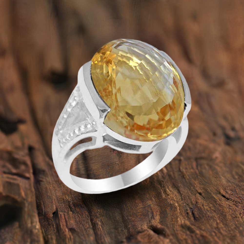 Sterling Silver Citrine Mens Birthstone Rings 925SR1868