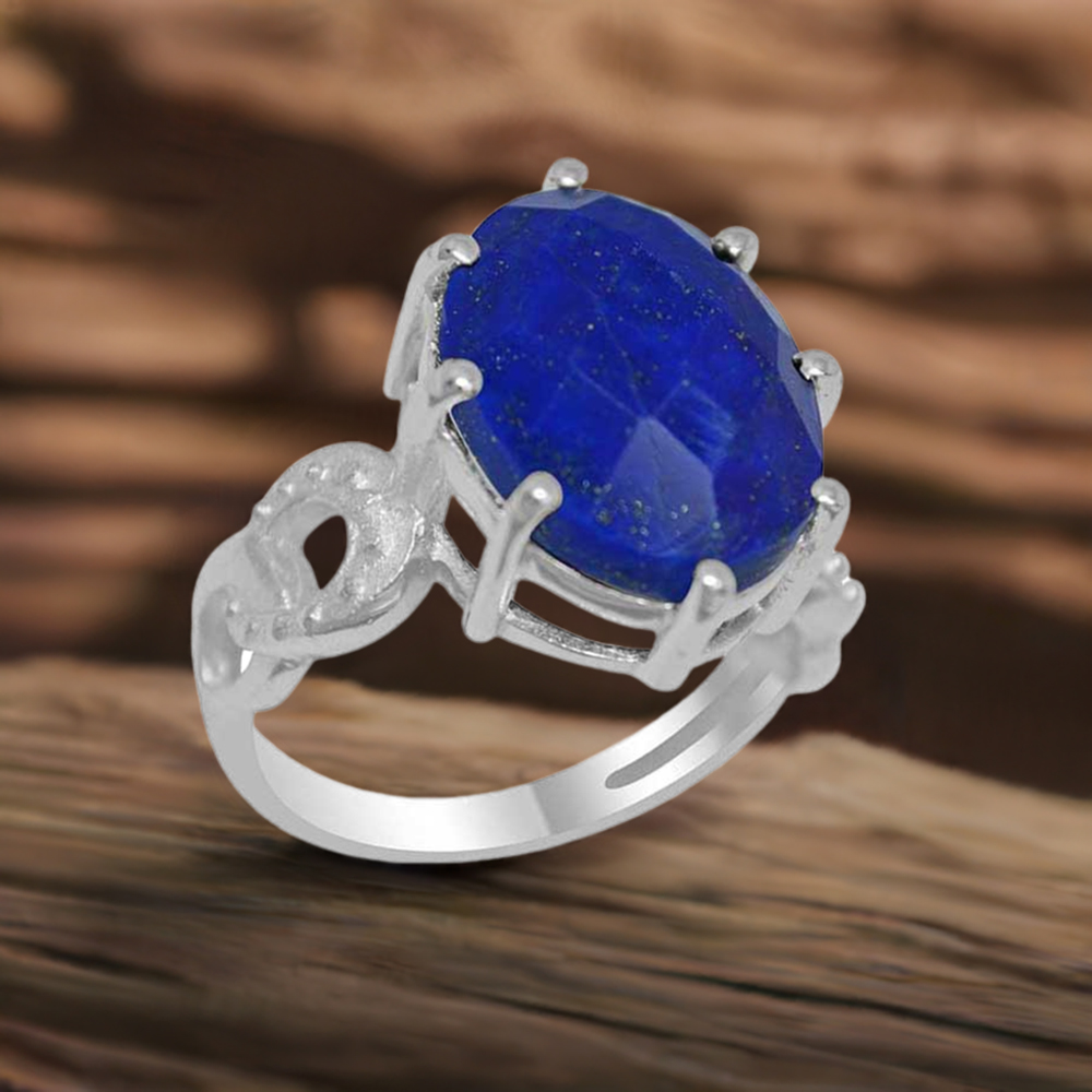 925 Sterling Silver Handmade Rings In Lapis Gemstone Jewelry 925SR1871