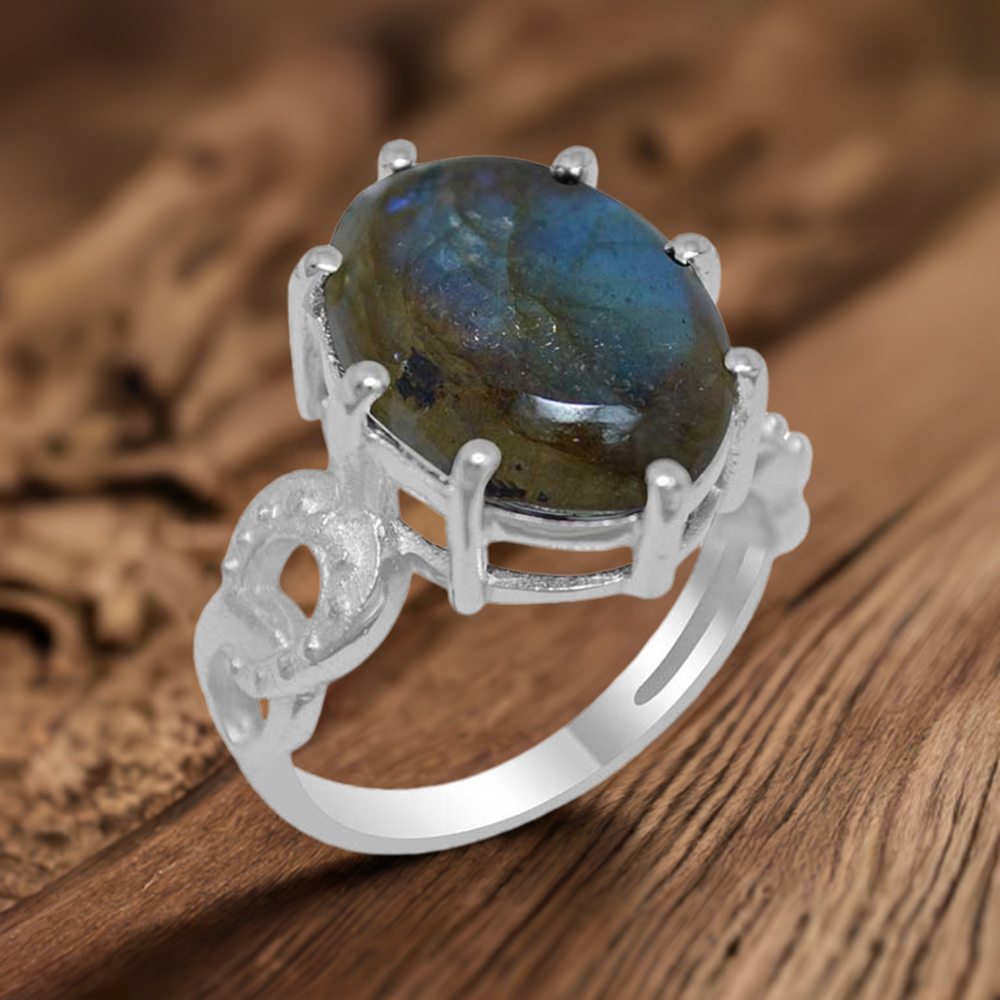 925 Sterling Silver Handmade Rings In Labradorite Gemstone Jewelry 925SR1872