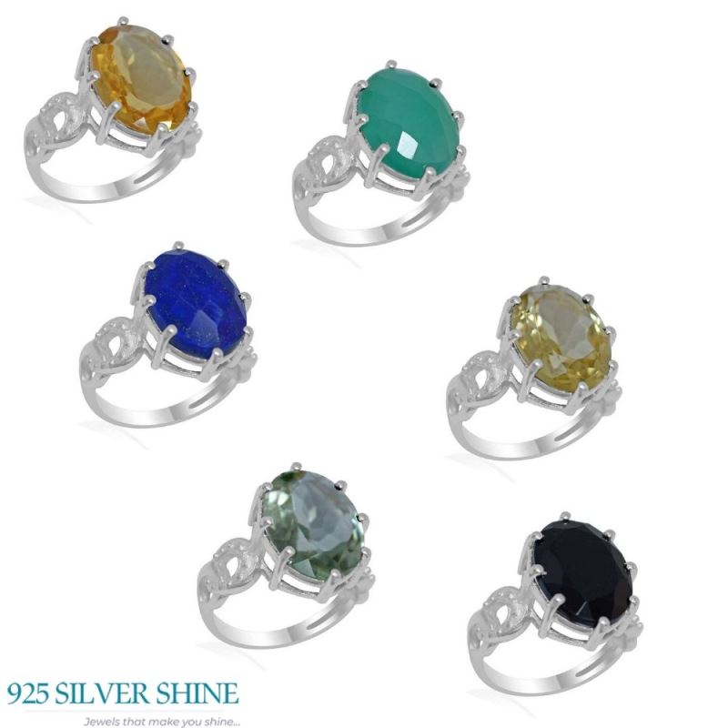 925 Sterling Silver Rings In Green Onyx Gemstone Jewelry 925SR1876_2
