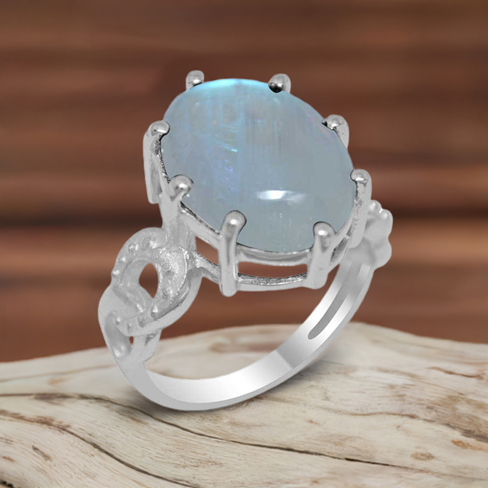925 Sterling Silver Rings In Rainbow Moonstone Jewelry 925SR1880